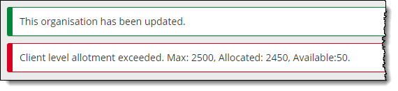 Client level allotment exceeded max allotment.